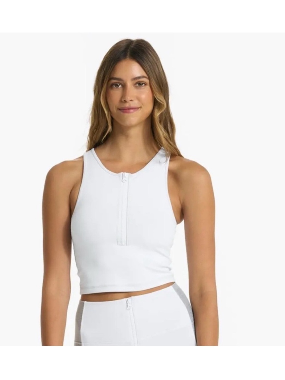 Vuori Women’s Granite Heathered Zip Tank Top White Medium